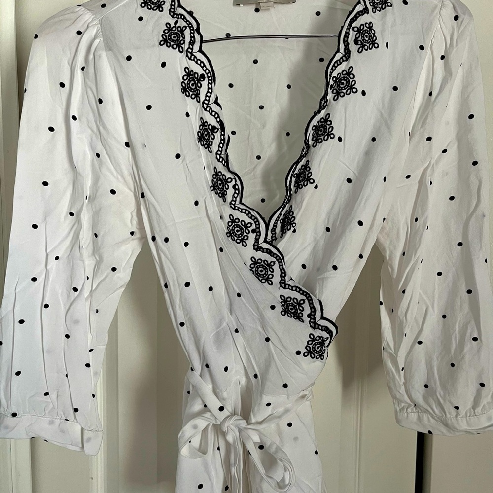 Loft polka dot wrap top